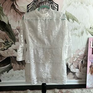 White dress with see through detail